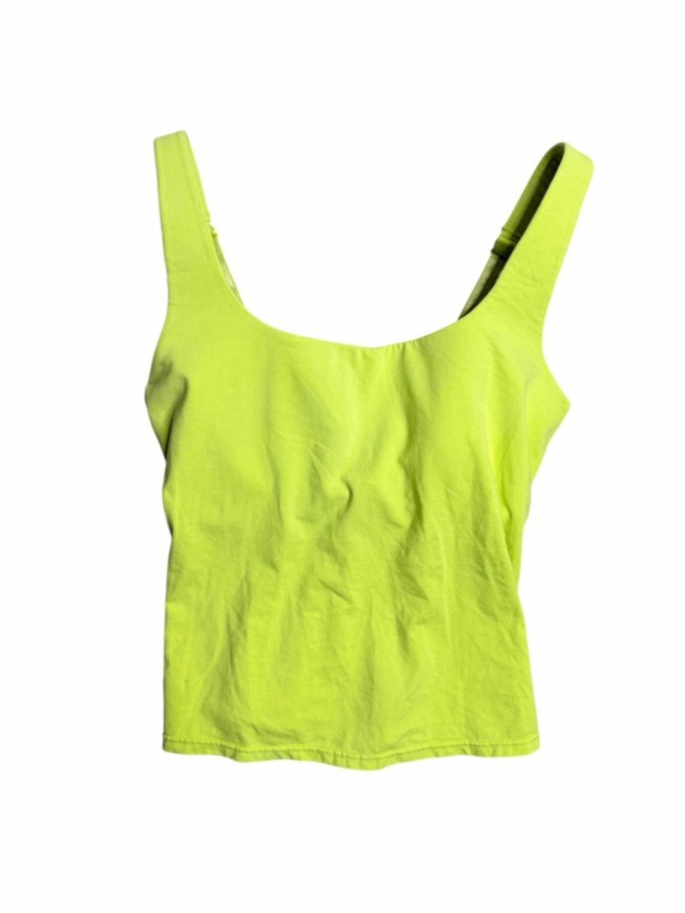 Sahalie 36DD Neon Lime Shelf Bra Tank Top Built-In Bra Stretch‎ Cotton Cami